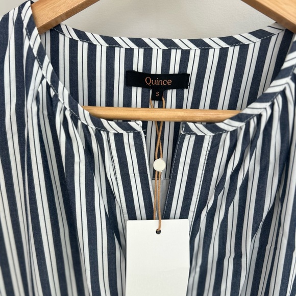 Quince 100% Organic Cotton Poplin Tiered
Maxi Dress Hudson Stripe Small NWT - Picture 2 of 13